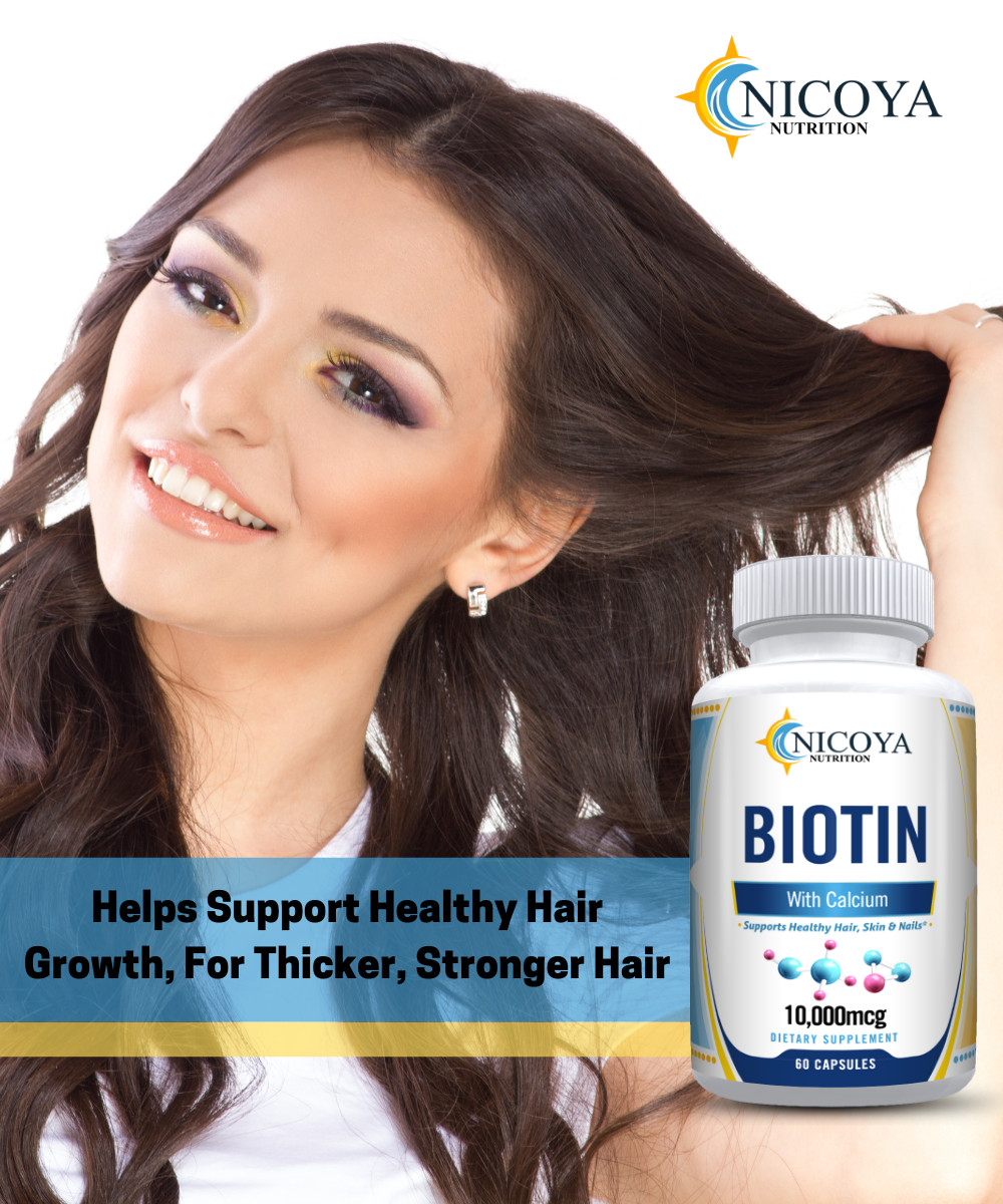 Biotin- Hair Supplement For Natural Hair & Nail Growth with Calcium 60ct