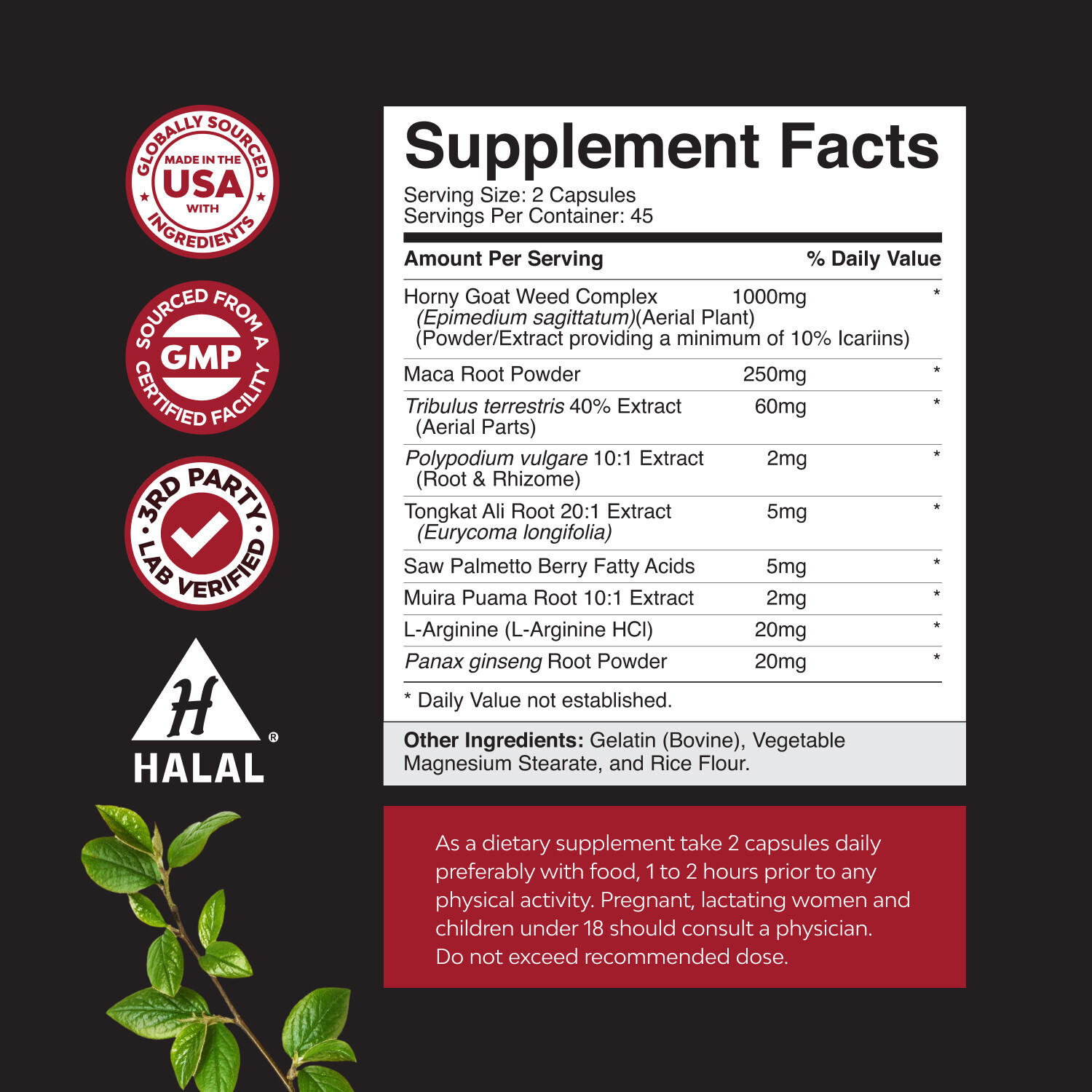 Horny Goat Weed Male Enhancement Extra Strength 1590mg Complex Per Serving 90ct
