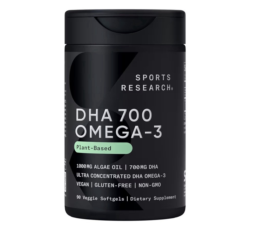 Sports Research Plant-Based Omega-3 DHA 700mg Algae Oil Vegan 90 Softgels