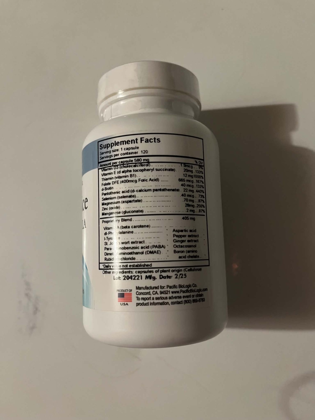 Pacific BioLogic Limbic Balance Morning Formula 580mg 120 Veg Caps