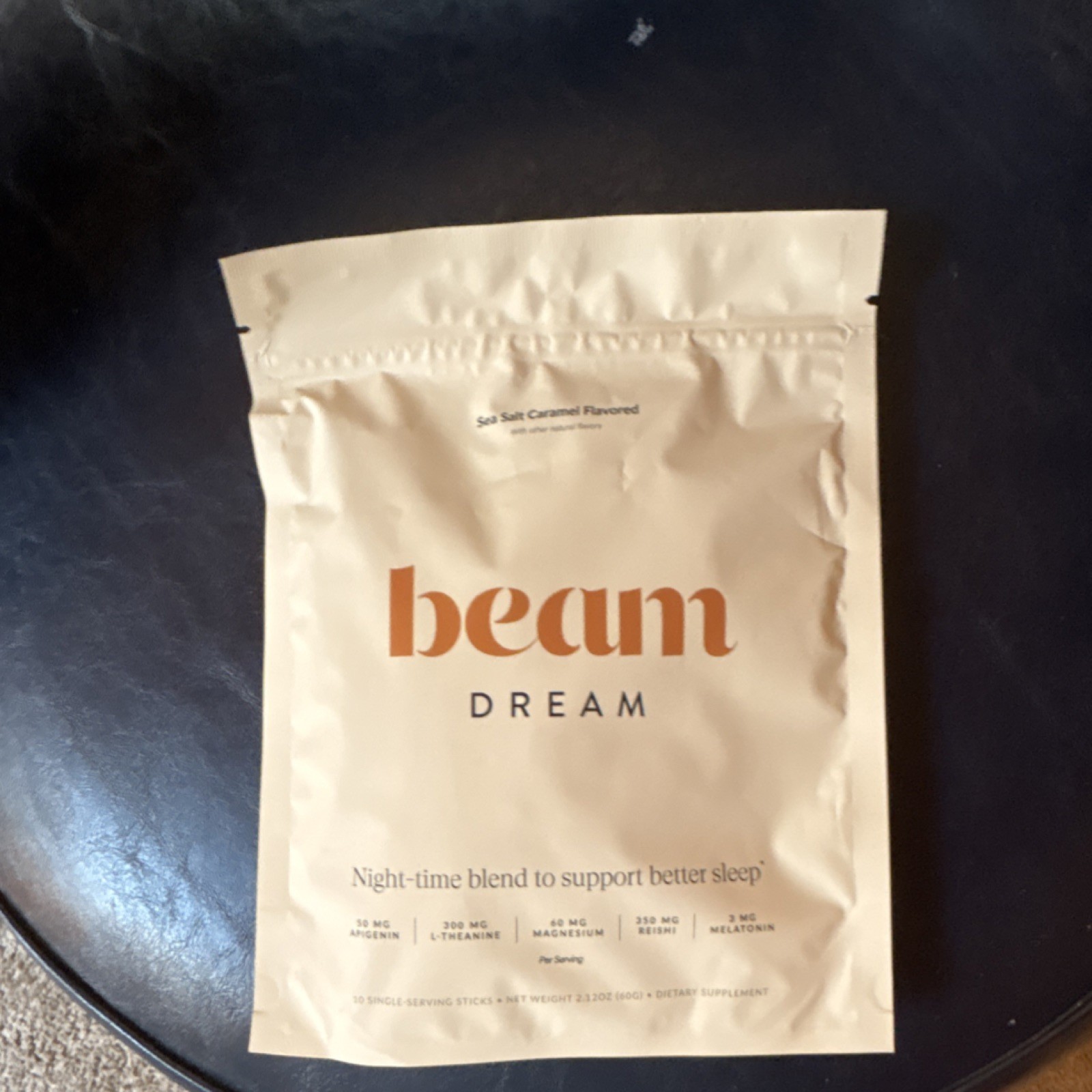 beam Dream Sleep Support Powder Sea Salt Caramel 10 Stick Packs 2.1 oz