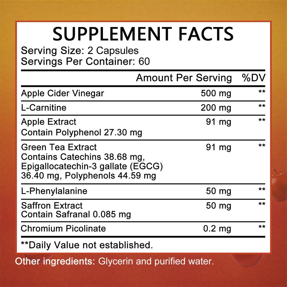 ACV Complex with Green Tea, Natural Daily Wellness,Digest Support 30/60/120 Caps