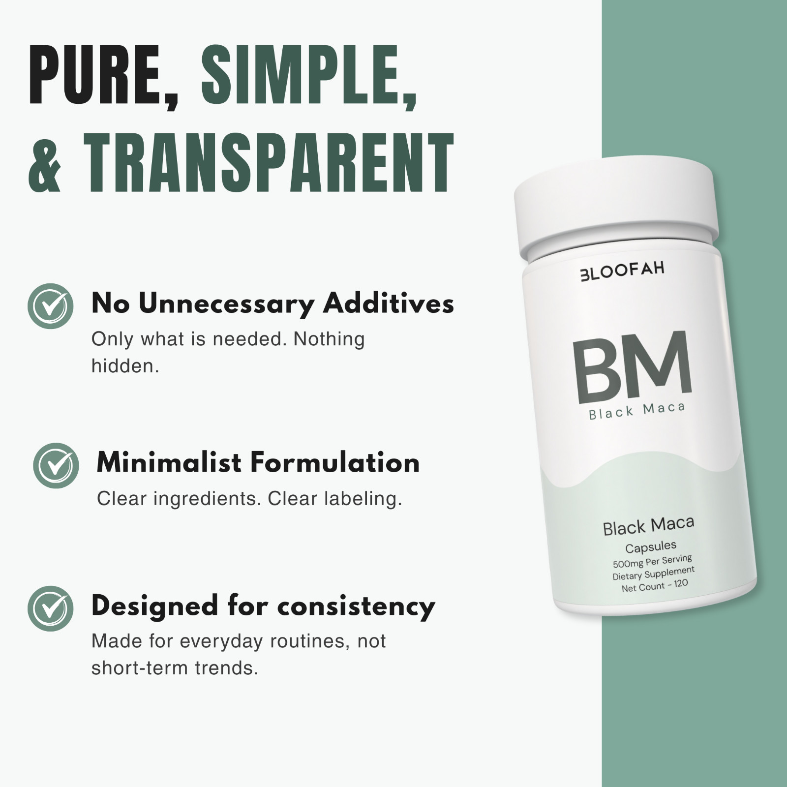Bloofah BM Black Maca Extract 10:1 500mg | 120 Capsules | Energy & Performance