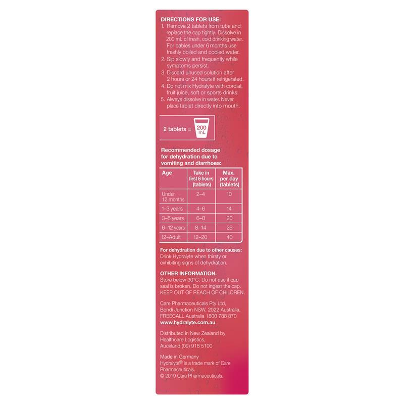 2 x Hydralyte Effervescent Electrolyte Strawberry Kiwi Flavoured 20 Tablets