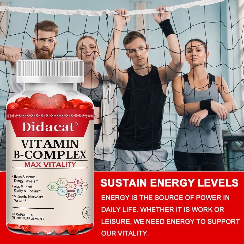 Vitamin B Complex Supplement B1 B2 B3 B6 B12 Support Nervous Health 120 Capsules