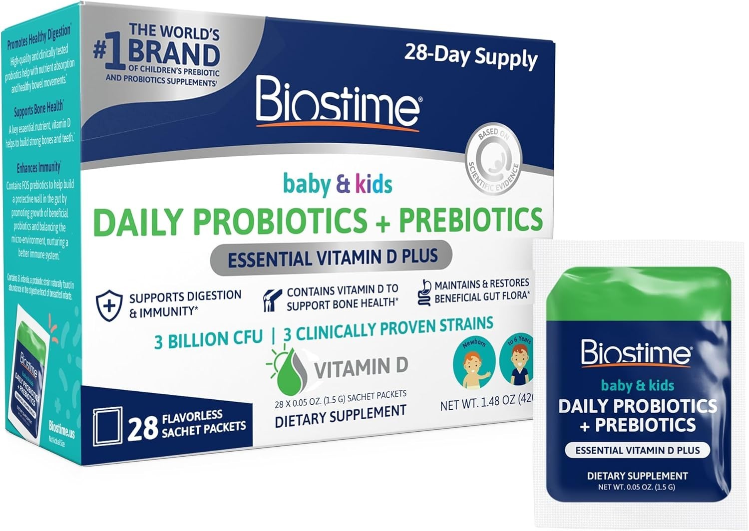Biostime Infant Baby Toddler Kids Probiotic & Prebiotic w/ Vitamin D 28 Packets