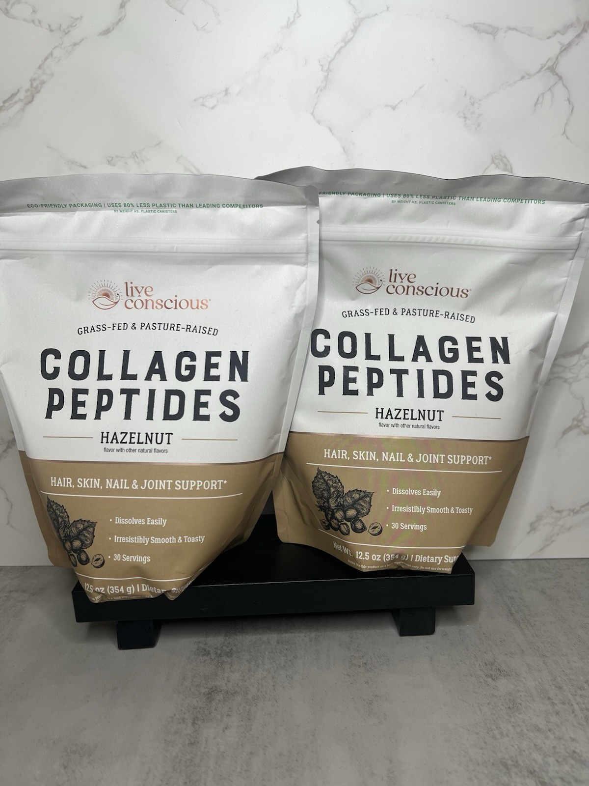 Live Conscious Collagen Peptides Hazelnut Powder 12.5 oz (354 g) Two Exp 09/2027