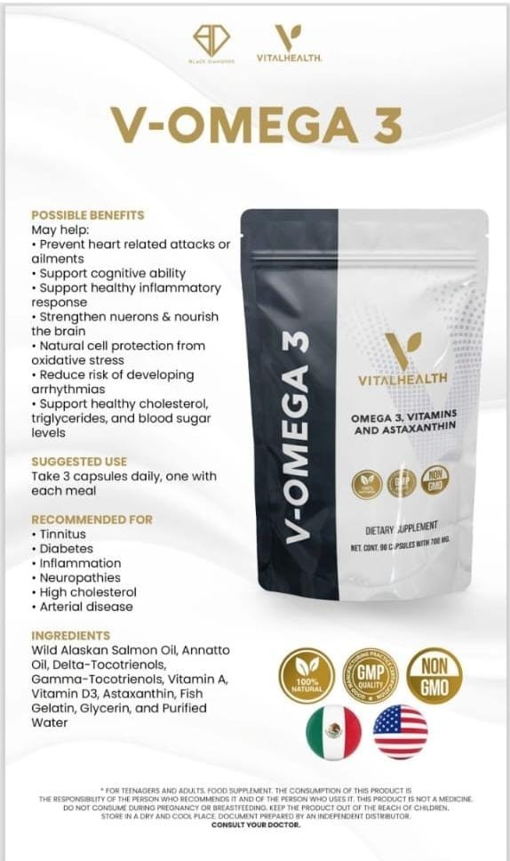 VITAL HEALTH V-OMEGA 3 Vitamins 90 Capsules Free Shipping