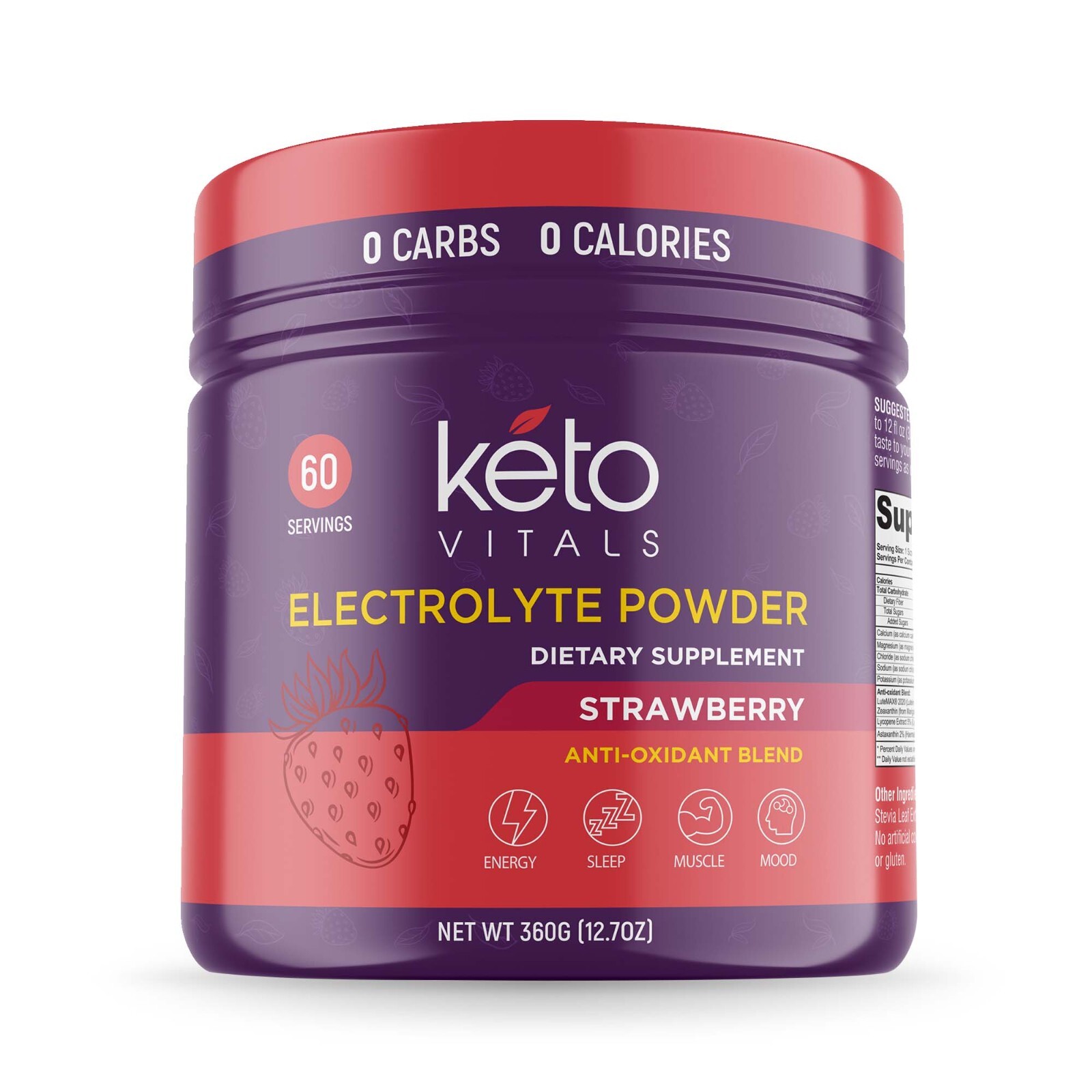 Keto-Friendly Electrolytes with Potassium Magnesium Sodium Calcium Strawberry