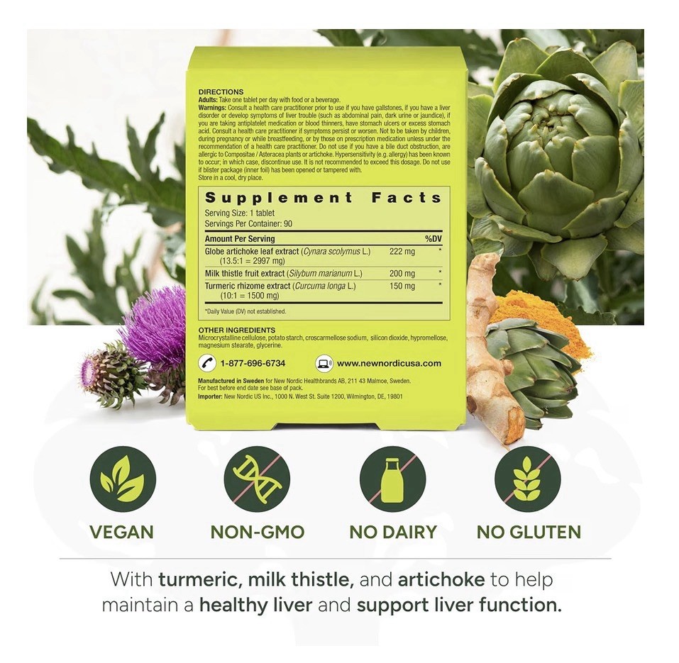 NEW NORDIC Active Liver Support Liver Function Promotes Healthier Liver 30Tablet
