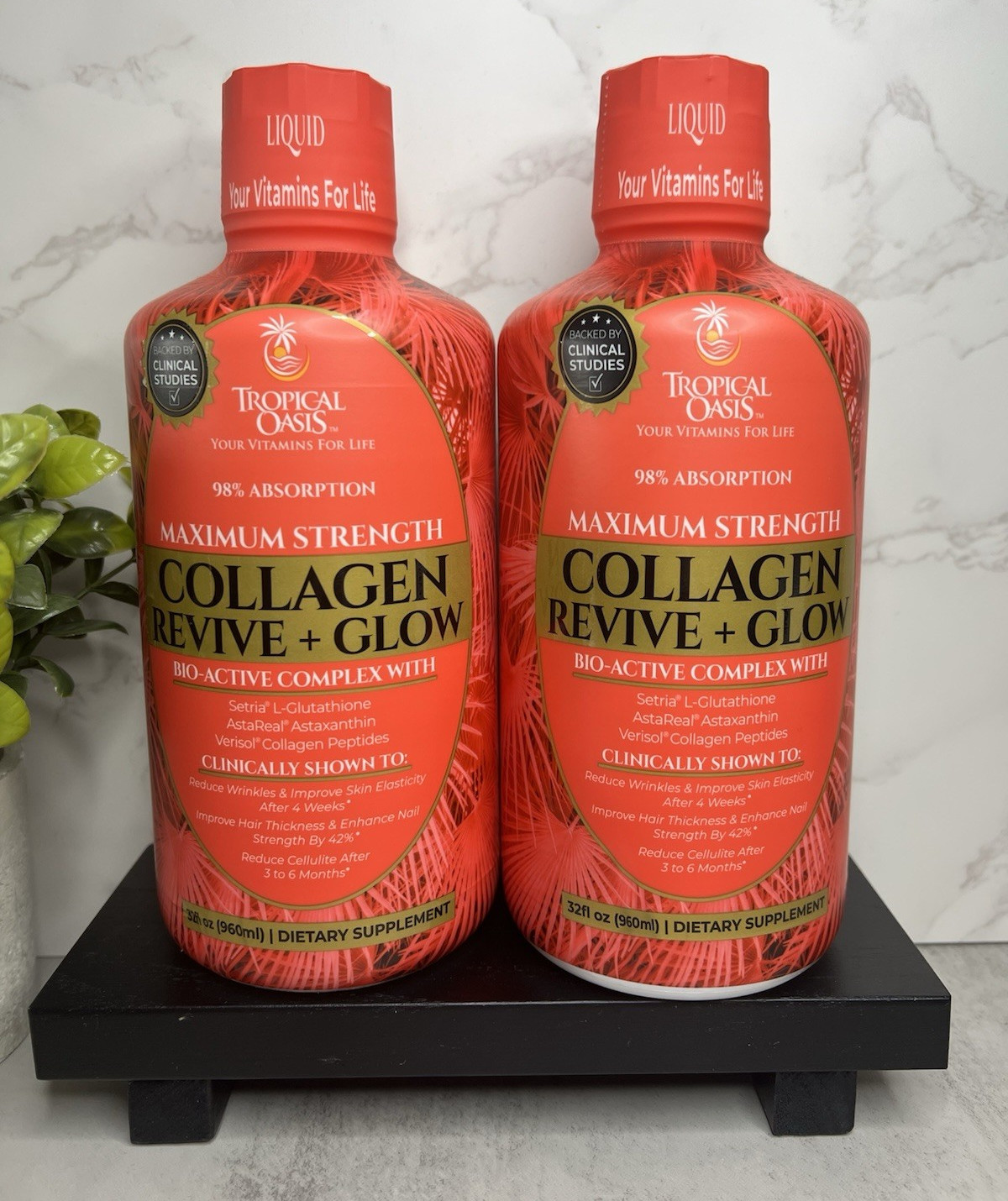 Tropical Oasis Collagen Revive + Glow Strawberry Mango 32oz Two Pack Exp 08/2027