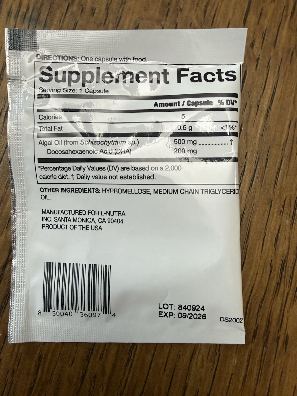 ProLon Fast Mimicking Algal Oil DHA 200mg Omega-3 Supplement Capsule – 52 count