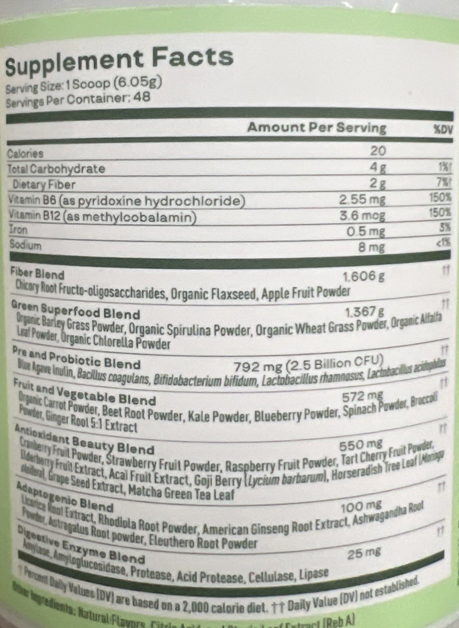 Bloom Greens & Superfoods Powder Strawberry Kiwi 48 Servings DairyFree Exp 09/26