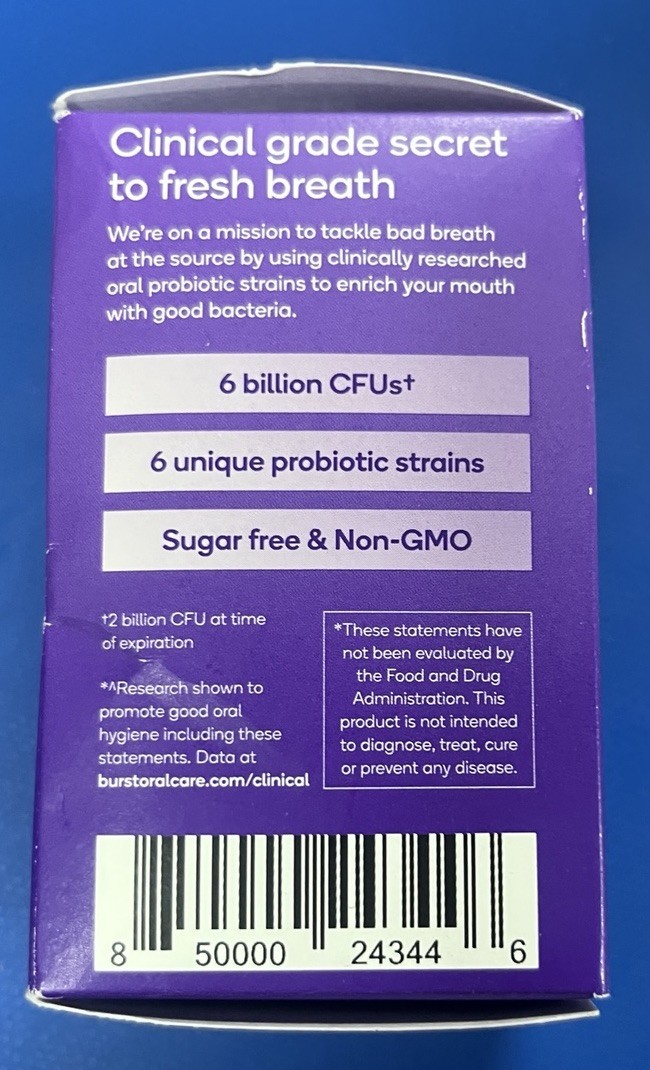Burst Oral Probiotics Mint Chewable Lozenges Supplement 2 Pack 45 Ct Ea 09/26