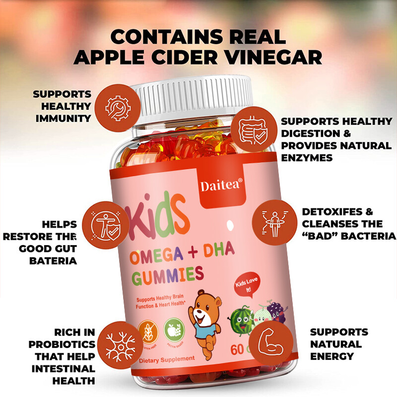 Children’S DHA 60 Gummies Delicious Omega-3 Gummies Enhance Focus Memory Immune
