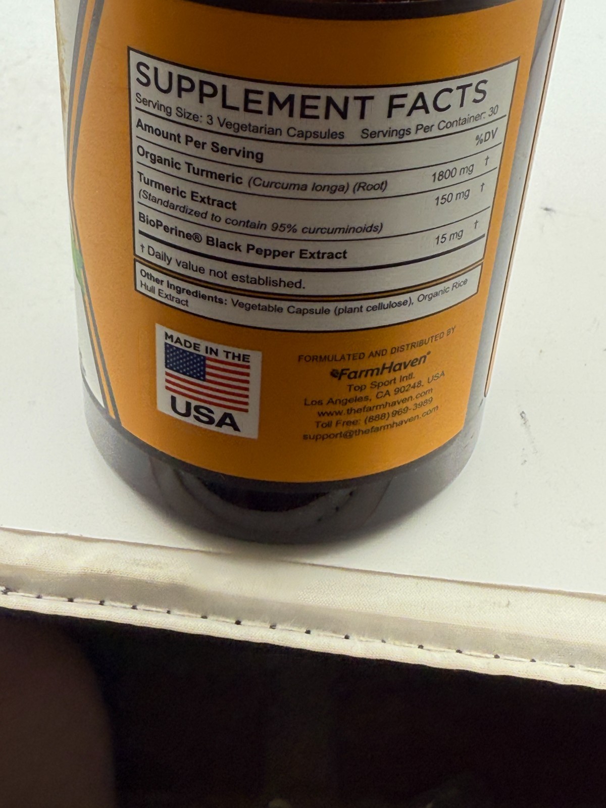 FarmHaven Turmeric Curcumin, Non-GMO Turmeric Capsules, 90 Veg Caps 12/2026