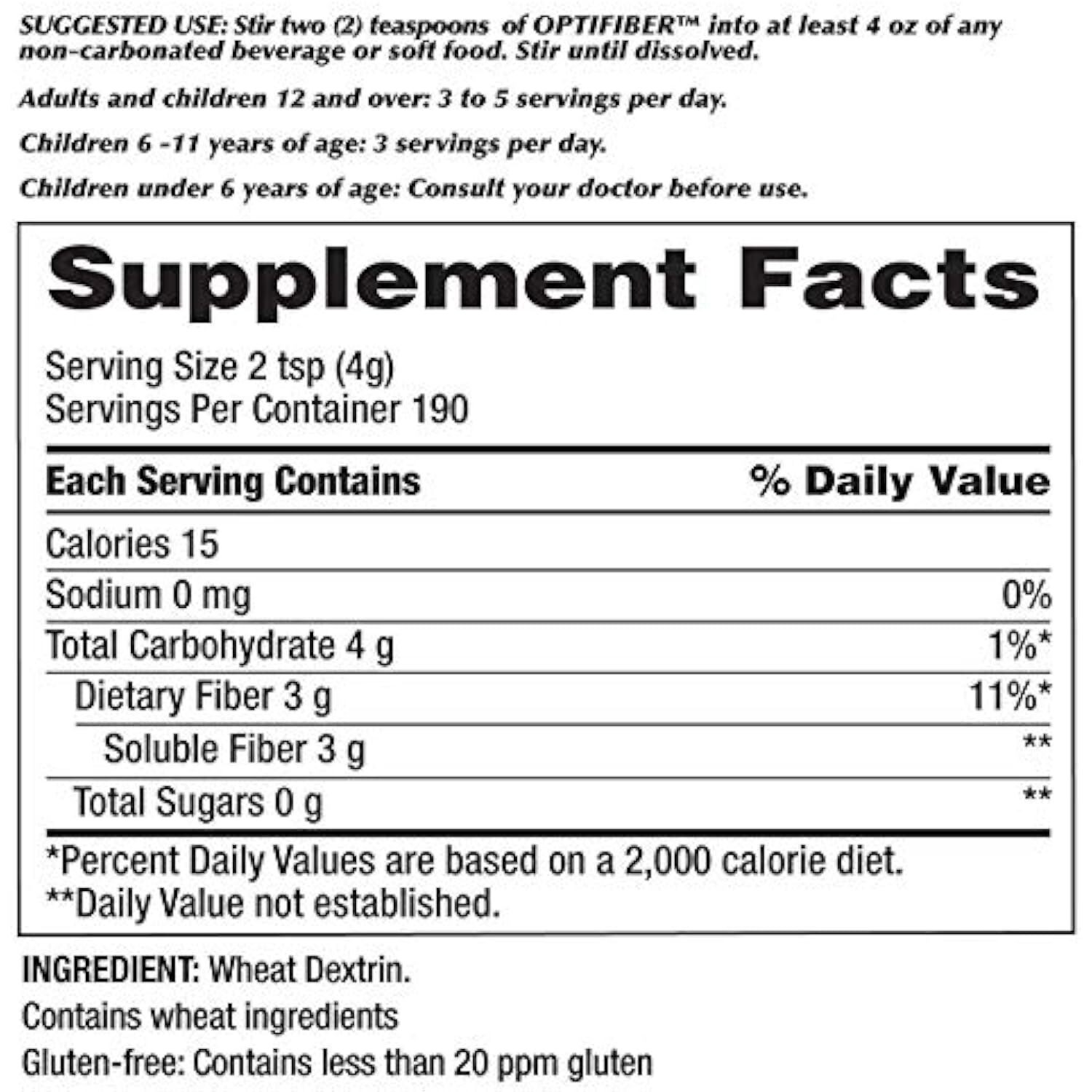 Kirkland Signature OPTIFIBER, Powder, Sugar Free Favor Free Gluten Free Non