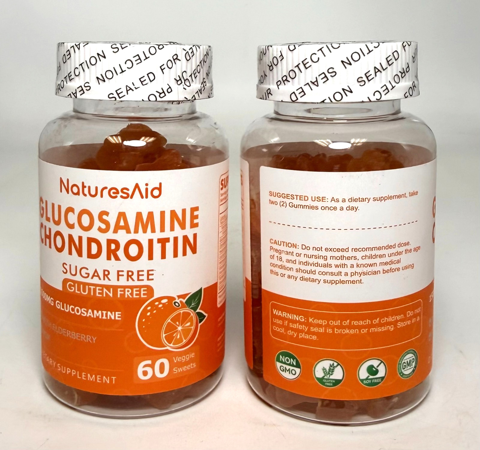 2 Pack Natures Aid Glucosamine Chondroitin – Orange – 120 Gummies *EXP 11/2026*