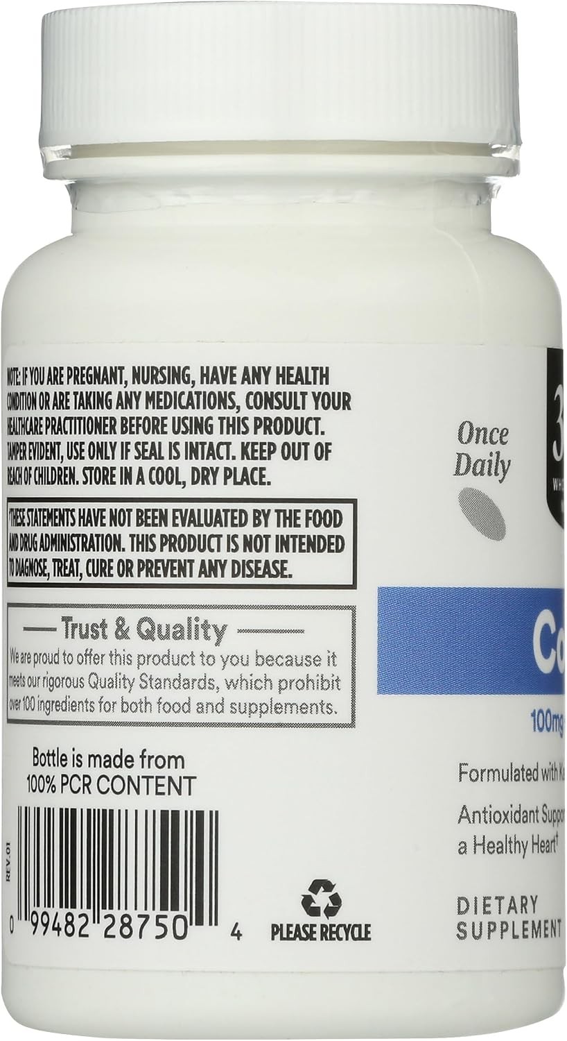 365 Whole Foods Market CoQ10 100mg + Vitamin E 20mg 30 Softgels Heart Health