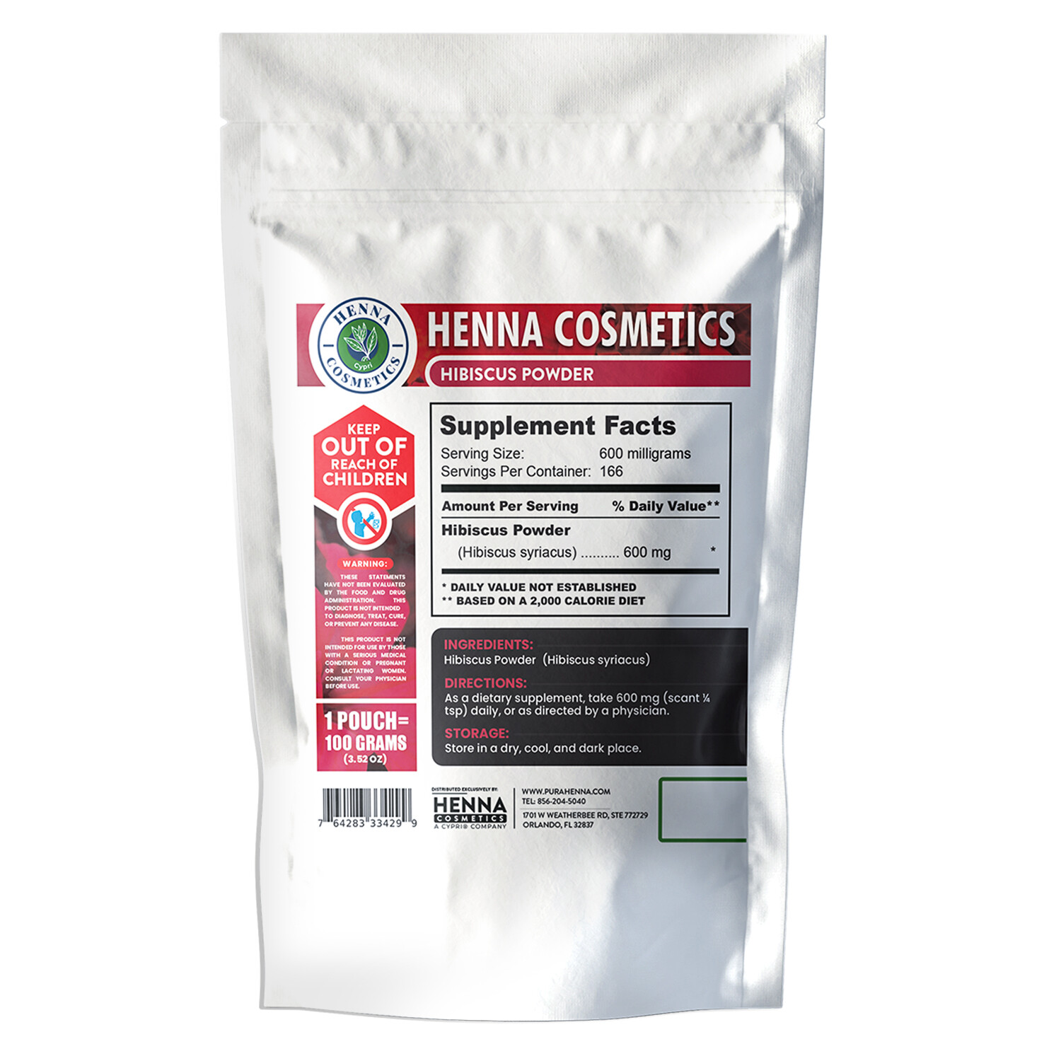 Hibiscus Powder for Tea Skin & Hair Moisturizer 100 Grams/3.5 Oz | 100% Natural