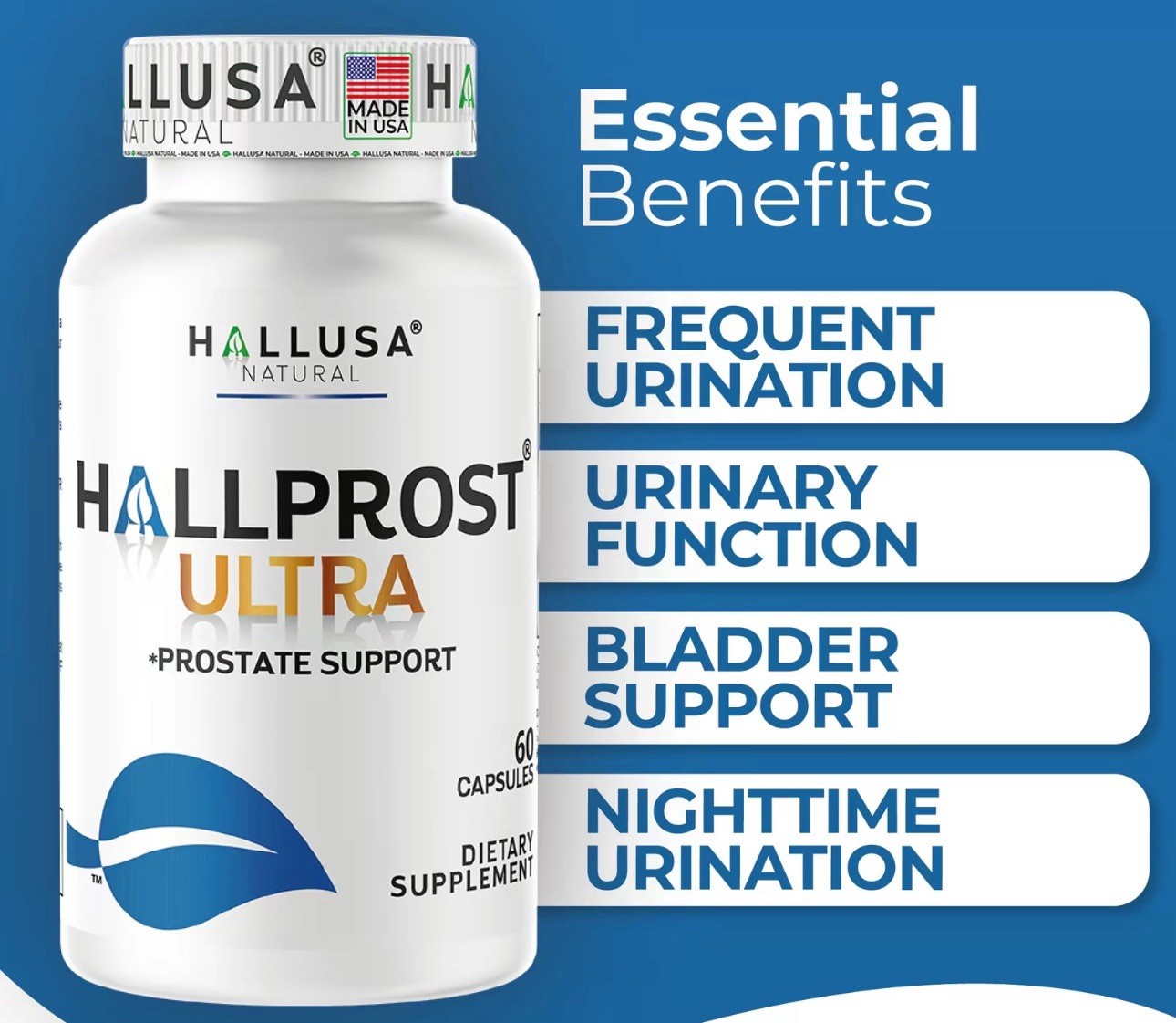 HALLPROST ULTRA Prostate Health Supplement for Men – Inflamed prostate – 60 Caps