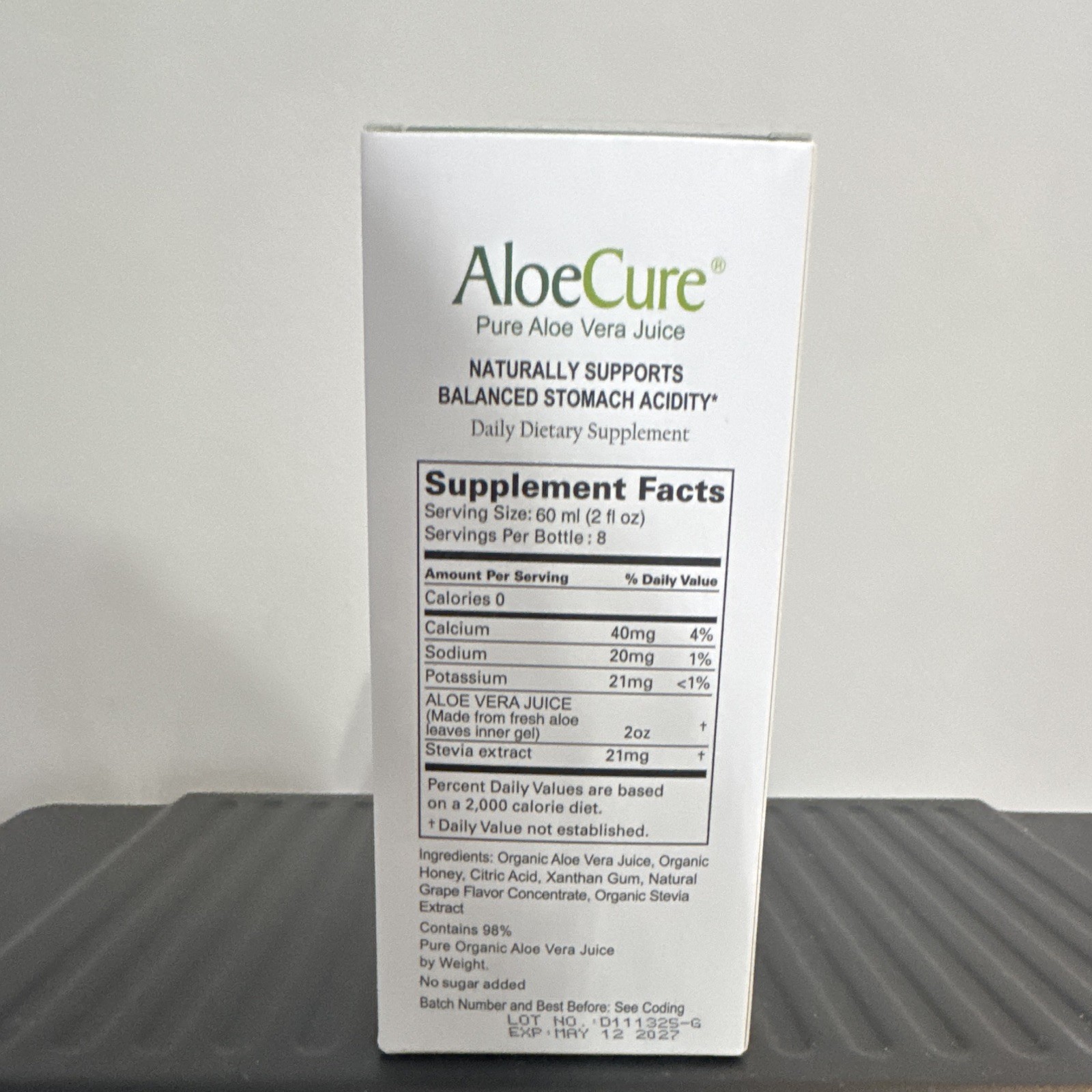 AloeCure Aloe Vera Juice Grape USDA Organic No Sugar Added Digestive 16.7oz