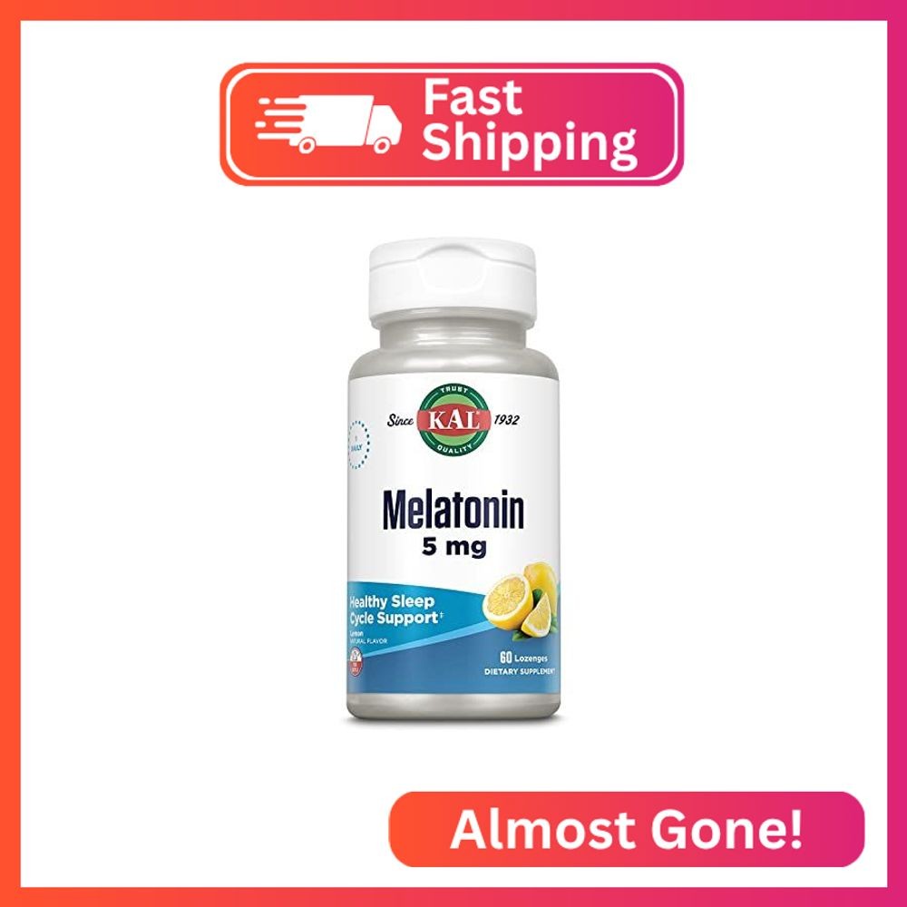 KAL Melatonin 5 mg Supplement for Adults – Sleep Aid & Rest Support, Fast Releas