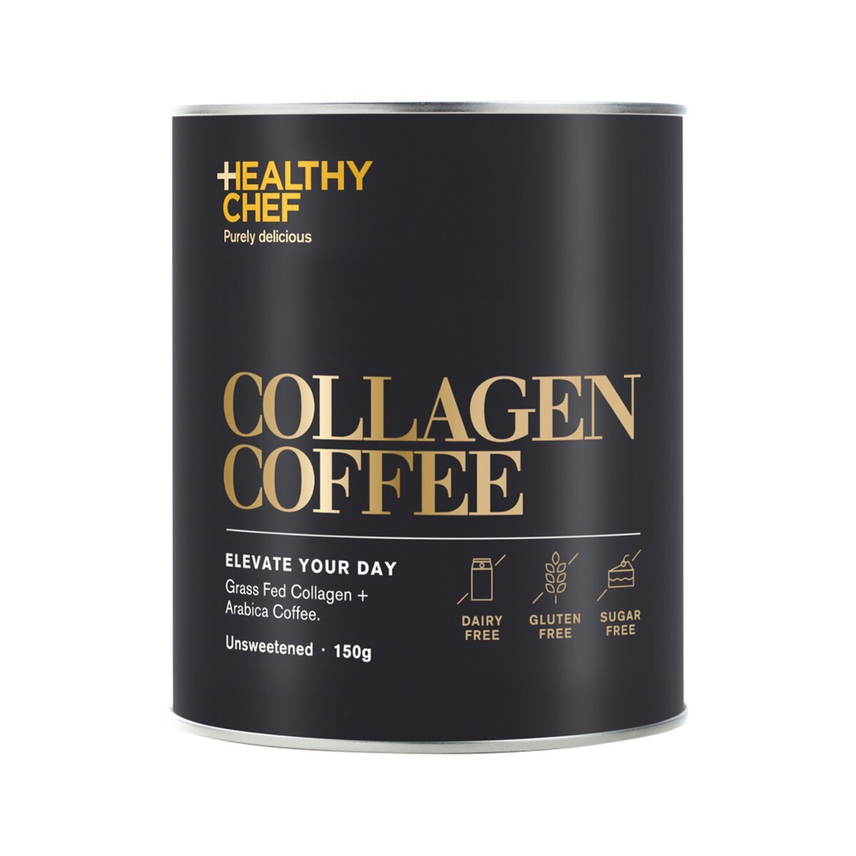 New The Healthy Chef Collagen Coffee Collagen + Arabica Coffee Unsweetened 150g