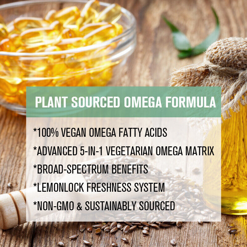 1360mg Omega 3 6 9 Vegan Capsules High Strength Fatty Acids Immune Support