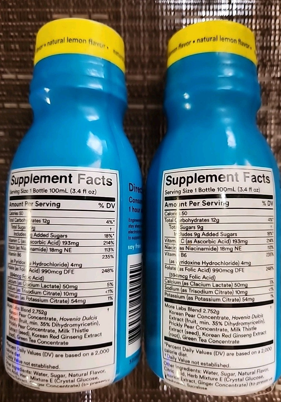 2Pk More Labs, Morning Recovery Drink Supplement, Lemon Flavor, 3.4 OZ Exp 5/26