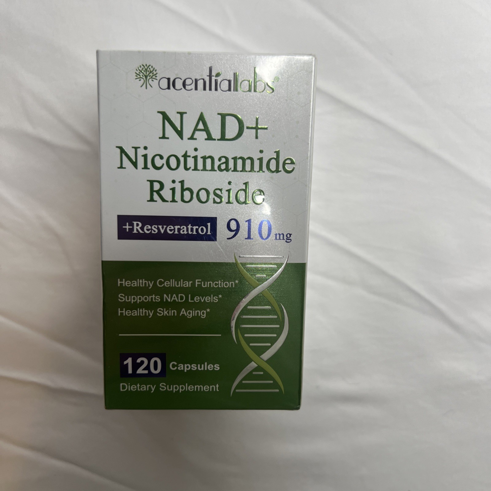 Acentiallabs NAD + Nicotinamide Riboside Resveratrol 910 mg 120 Caps EXP 10/2027