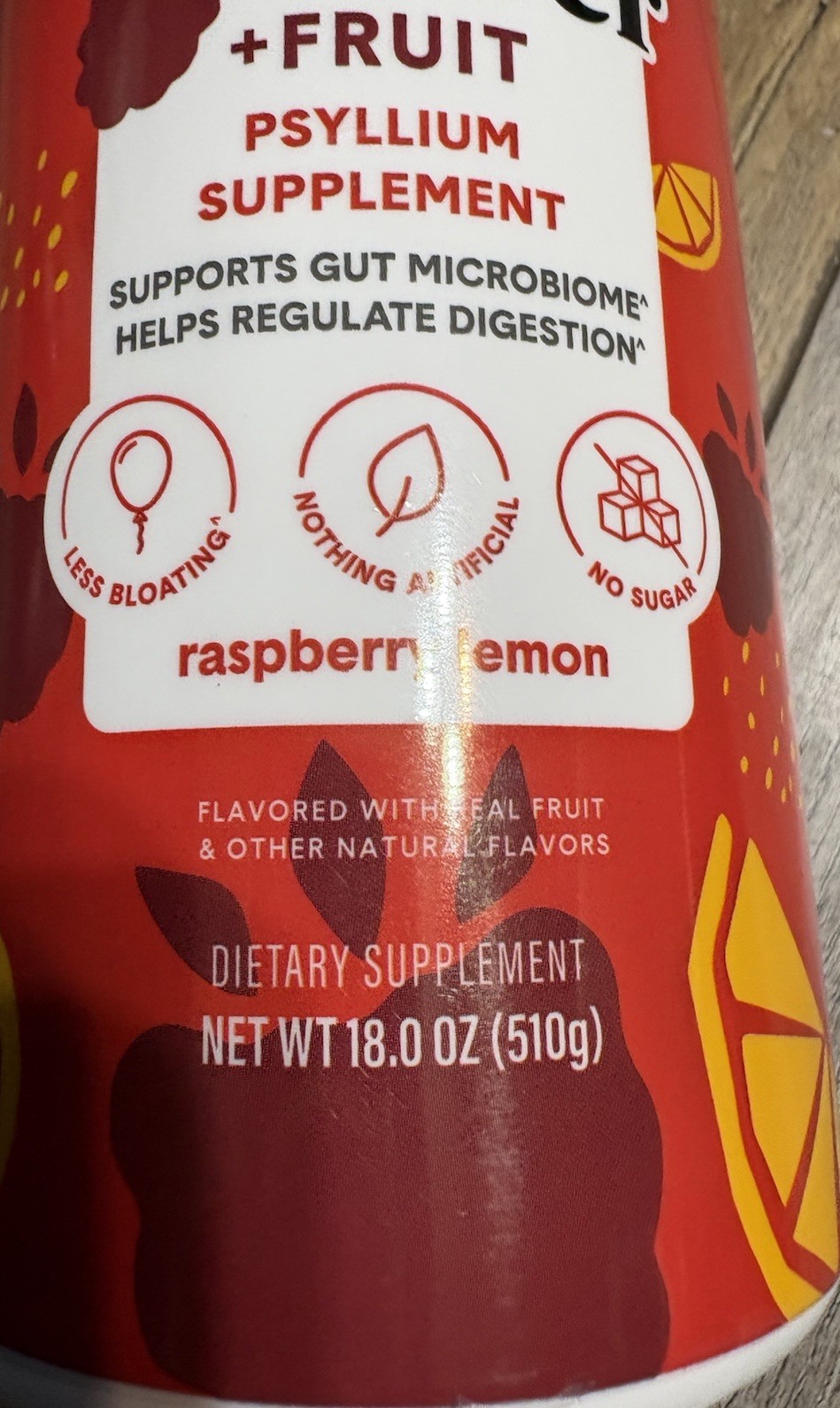 Bellway Super Fiber + Fruit Psyllium Husk Raspberry Lemon 18 oz NEW/SEALED