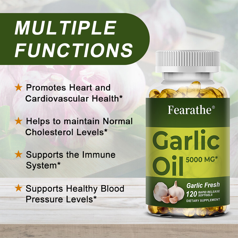 Natural Garlic Oil 30 To 120 Capsules Heart Health Support 5000mg