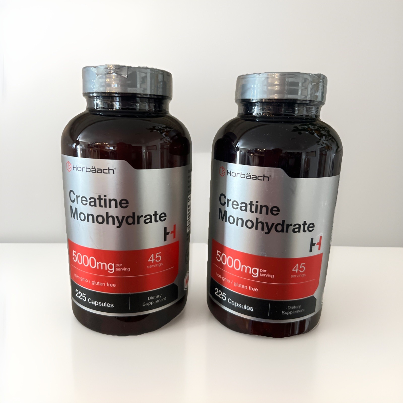 2 Pack Creatine Monohydrate 5g 225 Capsules Non-GMO, Gluten Free | by Horbaach