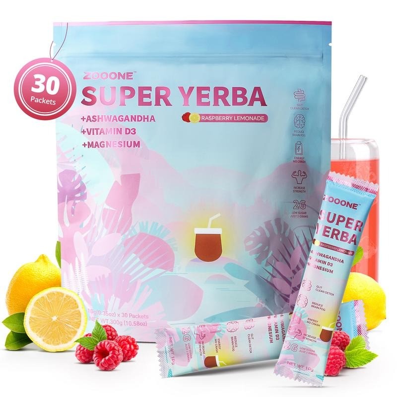 ZOOONE Super Yerba | Yerba Mate Instant Tea Powder | RASPBERRY LEMONADE Flavor