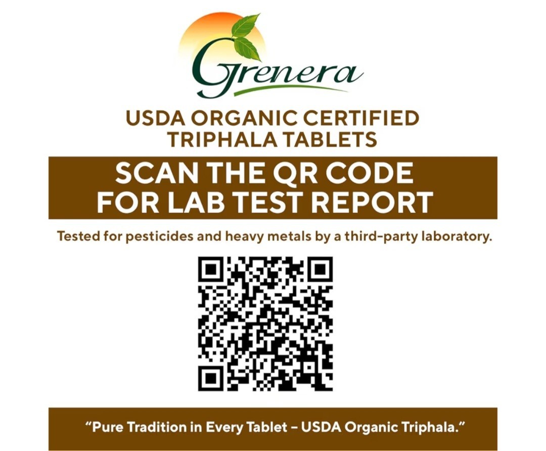 Grenera Triphala Tablets 180 Count 500mg Organic Vegan Kosher Herbal Supplement