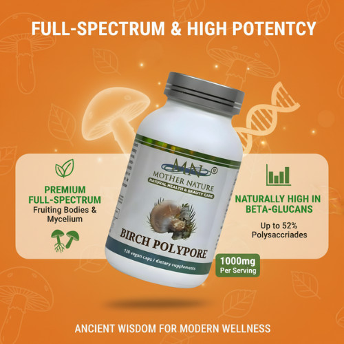 Mother Nature Birch Polypore Mushroom Gut Health Supplement with Beta-Glucans