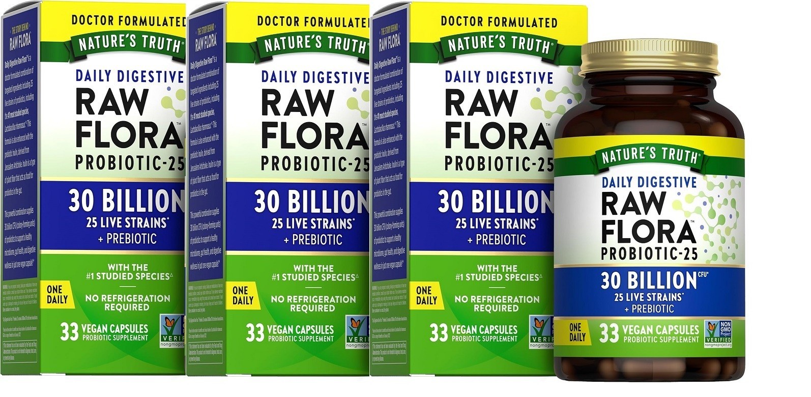 3 BOXES Nature’s Truth Raw Flora Women’s Probiotic 50 Billion CFU 99 Caps. 02/27
