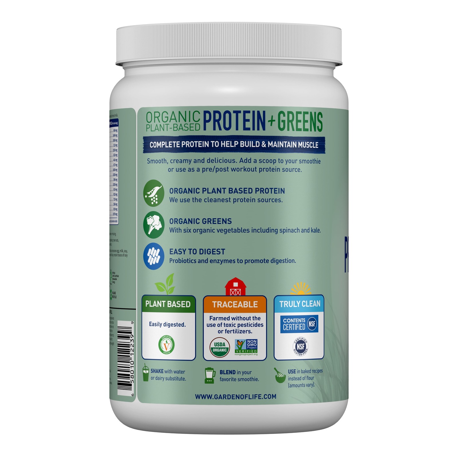 Organic Plant Based Greens Probiotic 20G Protein Shake Drink Powder for Digestiv