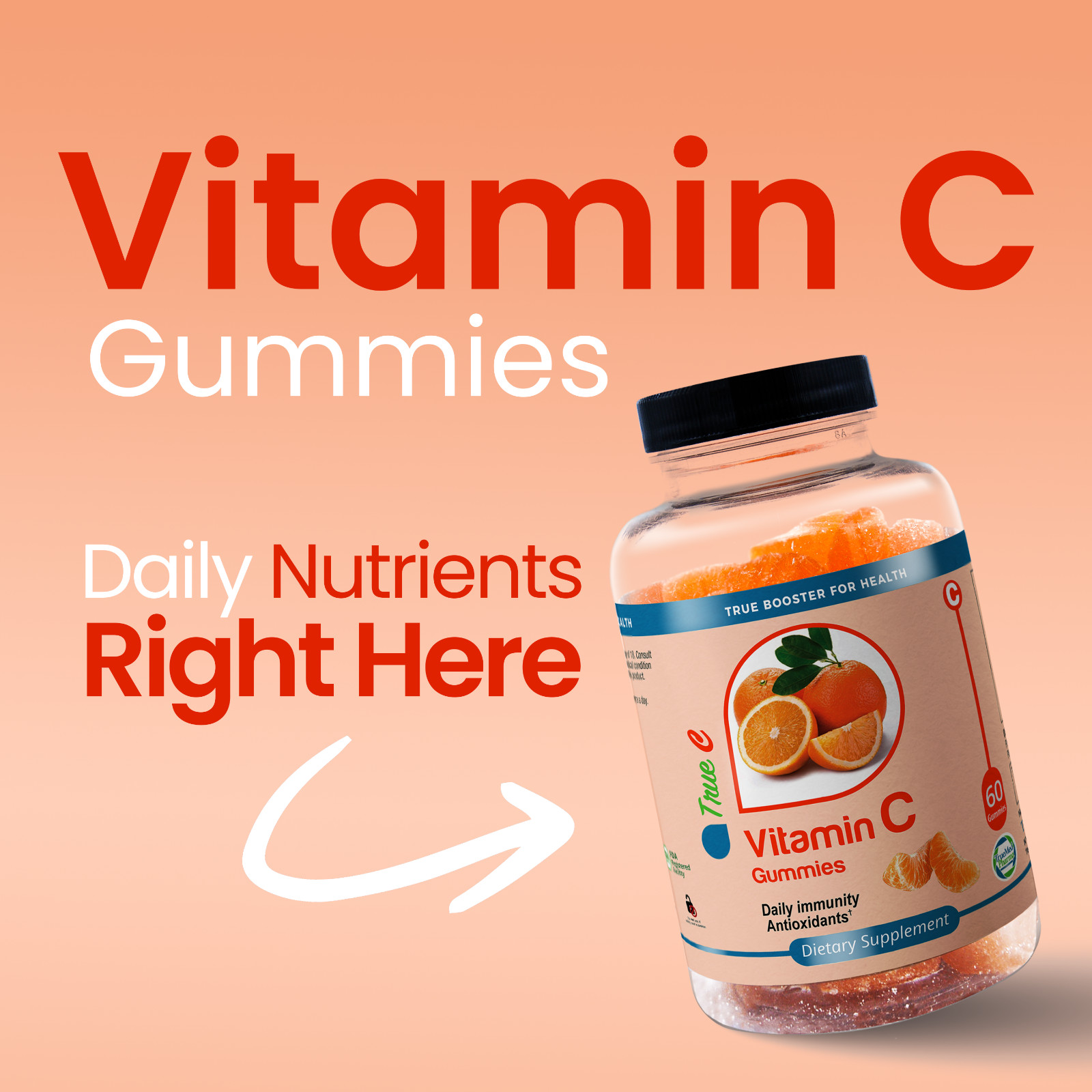 Vitamin C Gummies With Zinc Probiotics/ Immune Support Supplement 60 Gummies