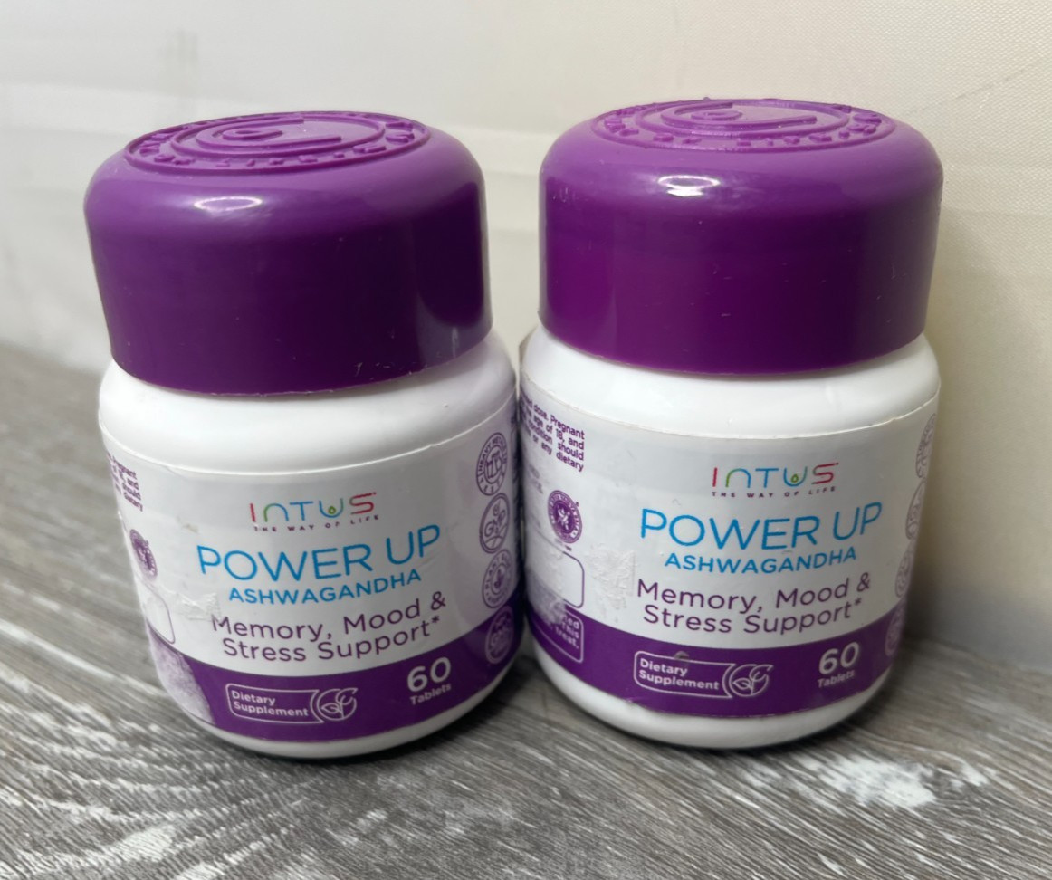 2pk Intus Power Up Ashwagandha Memory, Mood & Stress 60 Tablets each BB 1/27