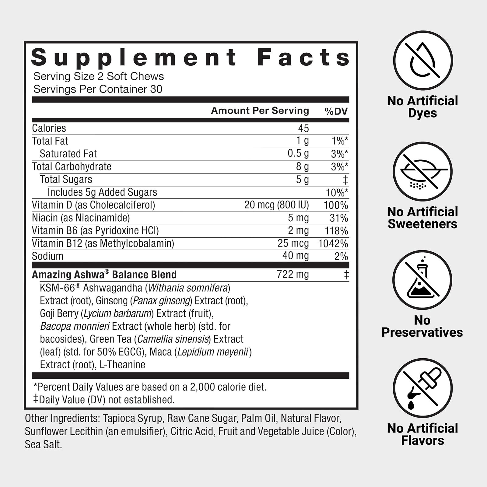 Force Factor Amazing Ashwa Soft Chews for Stress Relief & Focus