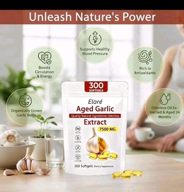 Elare Aged Garlic Extract 300 Softgels 7500mg Odorless Heart Immune 2pk Exp 1/28