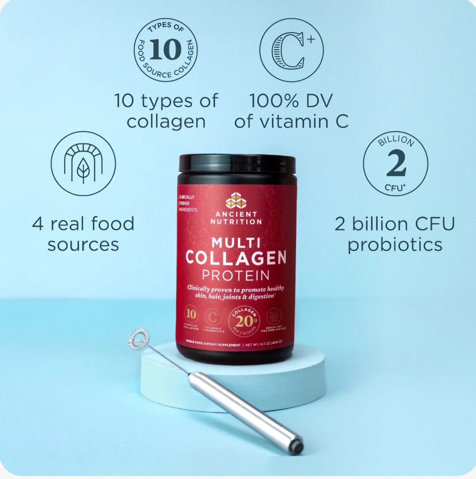 Ancient Nutrition Multi Collagen Protein Powder (Unflavored) – 8.6oz