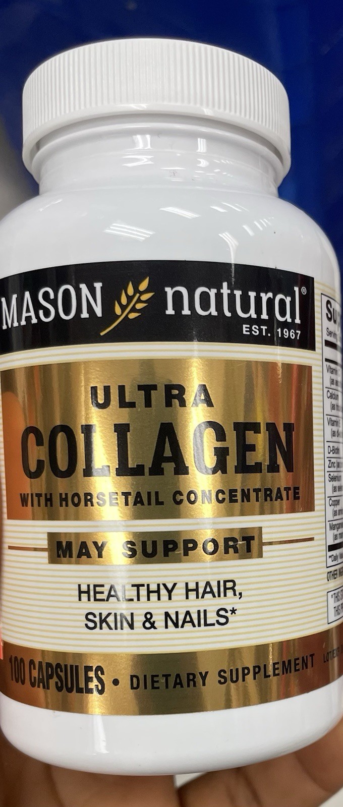 Mason Natural Ultra Collagen + Horsetail for Hair Skin Nails, 100 Capsules, GF