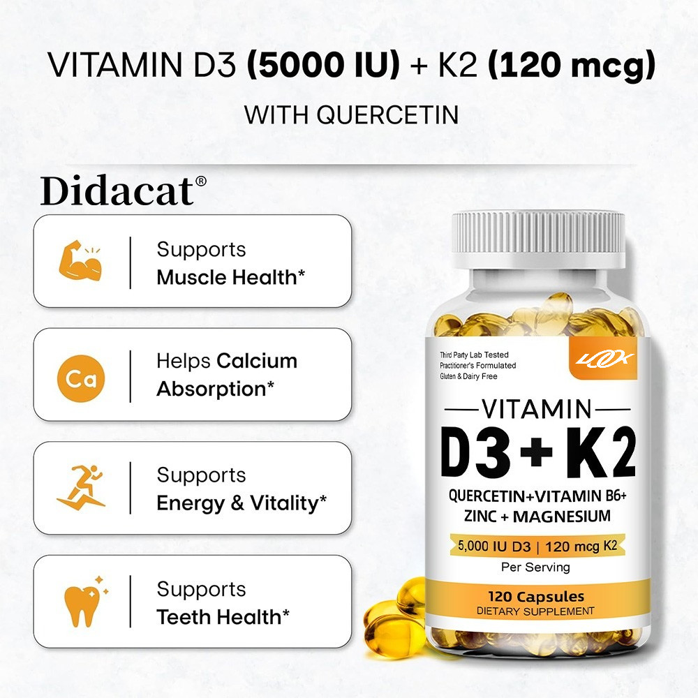 Multivitamin D3+K2 Supplement Strengthen Bone Teeth Muscle&Support Immune