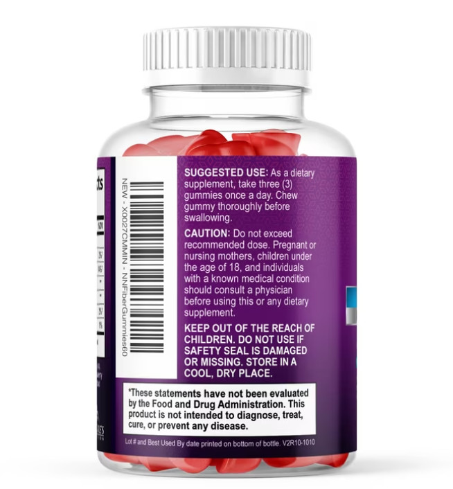 Fiber Gummies for Adults, 4g Gummy Fiber Supplement for Digestive Health Support