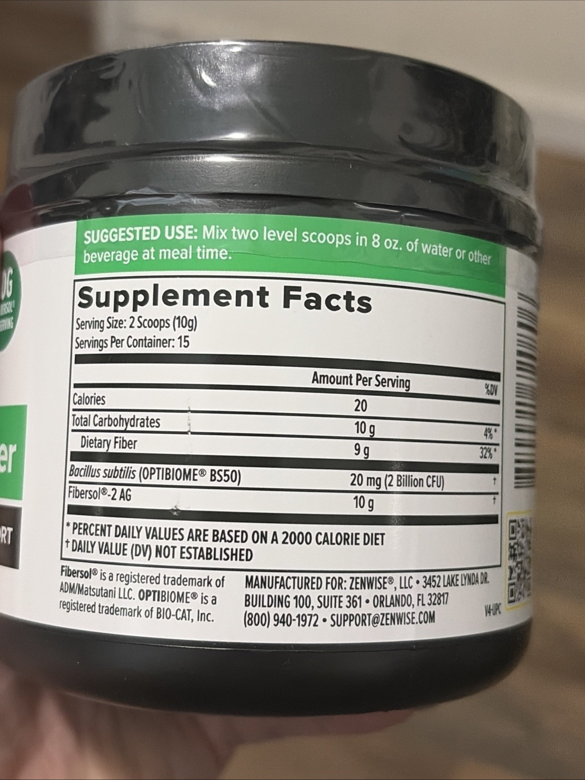 Zenwise Daily Prebiotic Fiber + Probiotics Powder Digestive Support 5.29 oz