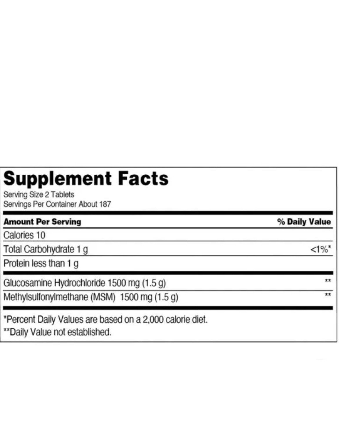 Kirkland Signature Glucosamine HCl with MSM 1500mg 375 Tablets Gluten-Free