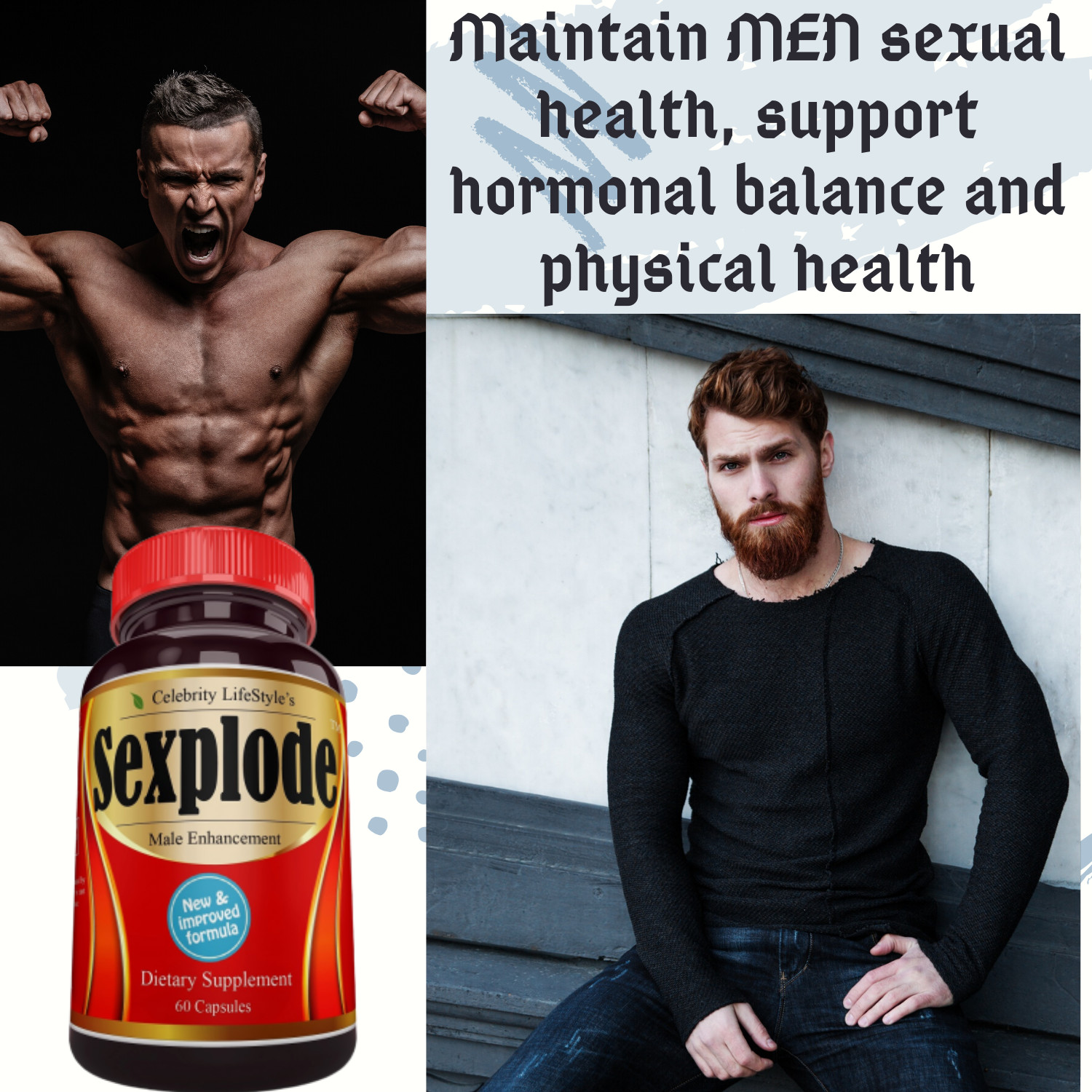 XXXplode for Men Male Enhancement, Testosterone Booster, Energy, Stamina – 60C